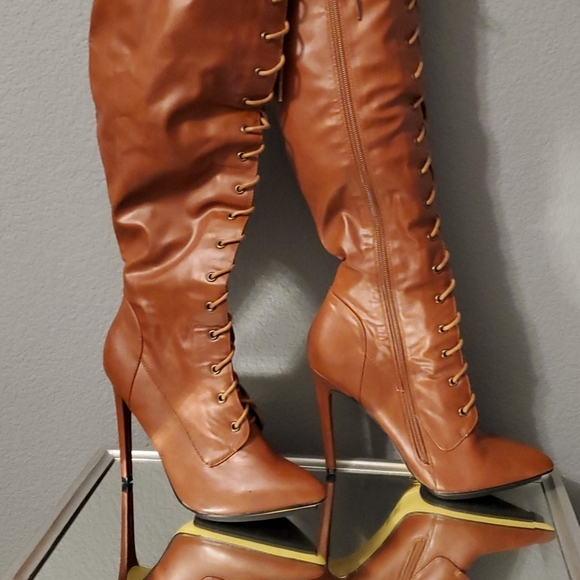 Like New...In Great Condition Cognac Color Boots - Picture 4 of 13